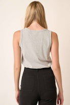 RIB KNIT V-NECK TANK TOP - Heather Gray-120 Sleeveless Tops-mittoshop-The Lovely Closet, Women's Fashion Boutique in Alexandria, KY