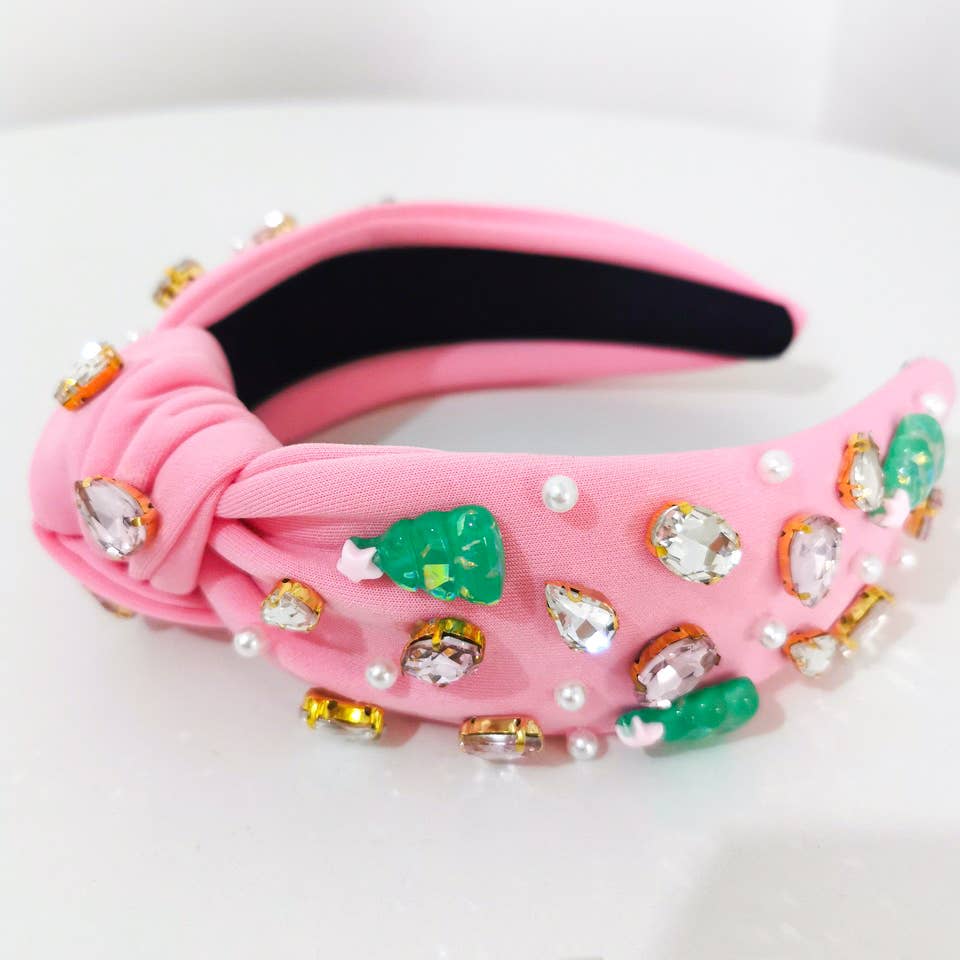 Festive Headbands Pink Christmas-280 Accessories-Brittyland-The Lovely Closet, Women's Fashion Boutique in Alexandria, KY