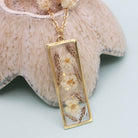 Prairie Florals White Dried Flower Bar Gold Necklace-280 Accessories-ZAD-The Lovely Closet, Women's Fashion Boutique in Alexandria, KY