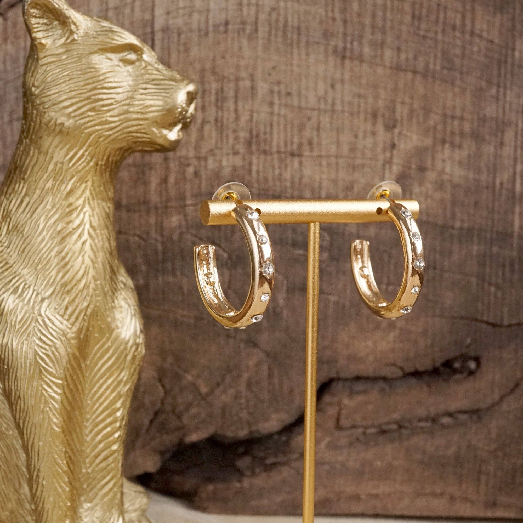 Classic Bubble Hoops – Gold with Crystal-250 Jewelry-PennyLine inc-The Lovely Closet, Women's Fashion Boutique in Alexandria, KY