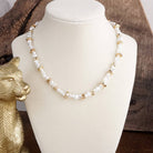Golden Drift – Dainty Necklace with Faux Pearls and Nugget Beads-250 Jewelry-PennyLine inc-The Lovely Closet, Women's Fashion Boutique in Alexandria, KY