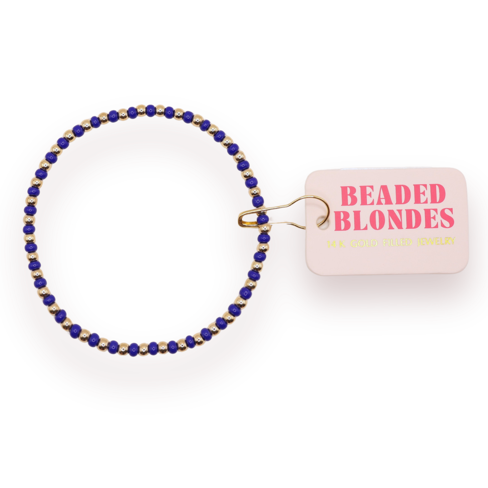 Cobalt Blue Demi Bracelet: Gold / Standard 6.75 inch-bracelet-Beaded Blondes-The Lovely Closet, Women's Fashion Boutique in Alexandria, KY