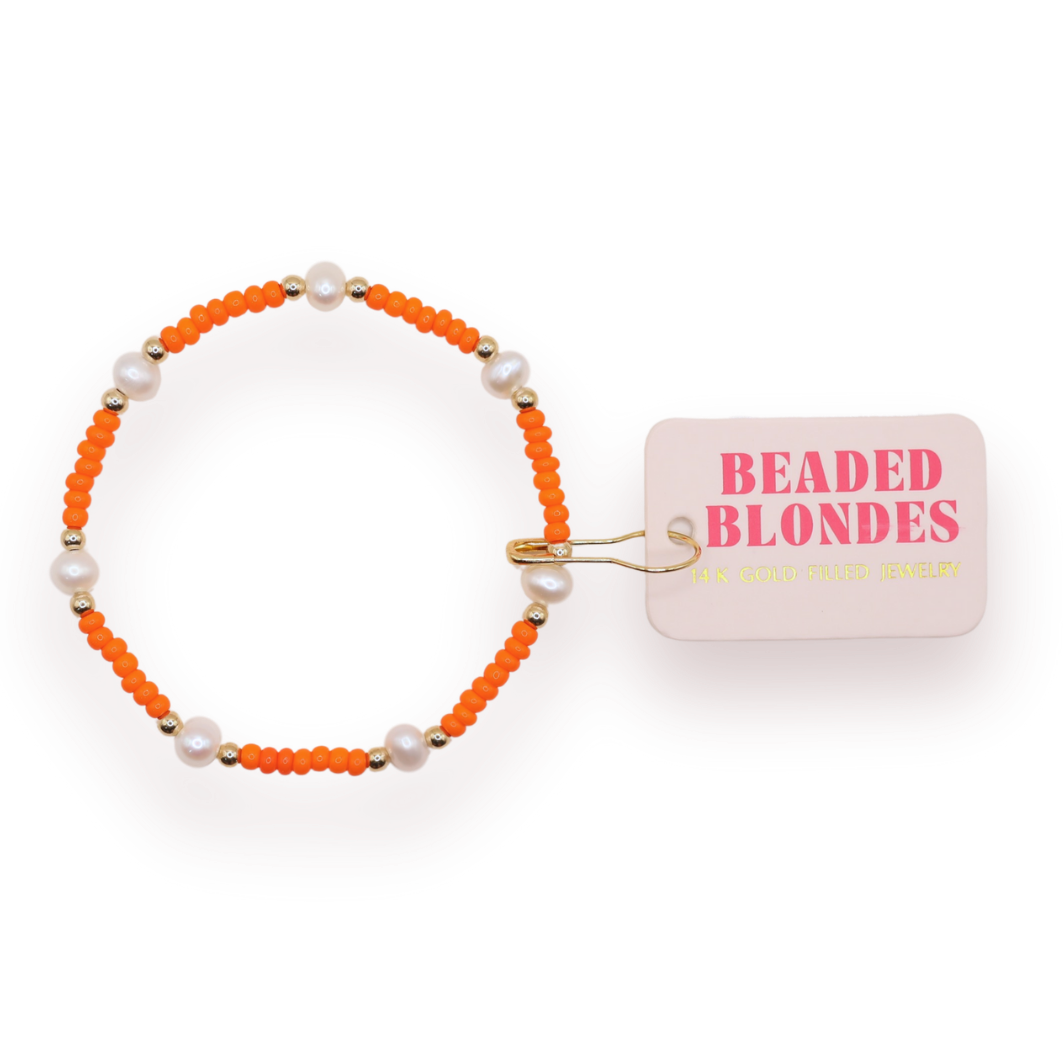 Orange Pearl: Ext 7.25-bracelet-Beaded Blondes-The Lovely Closet, Women's Fashion Boutique in Alexandria, KY
