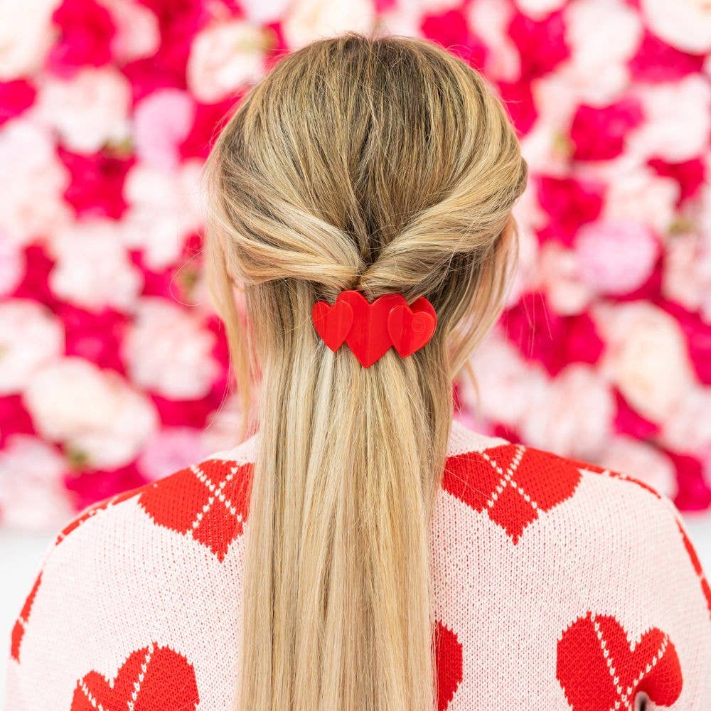 Flat Hair Clip | Tiny | Red Heart to Heart-300 Headwear-TELETIES-The Lovely Closet, Women's Fashion Boutique in Alexandria, KY