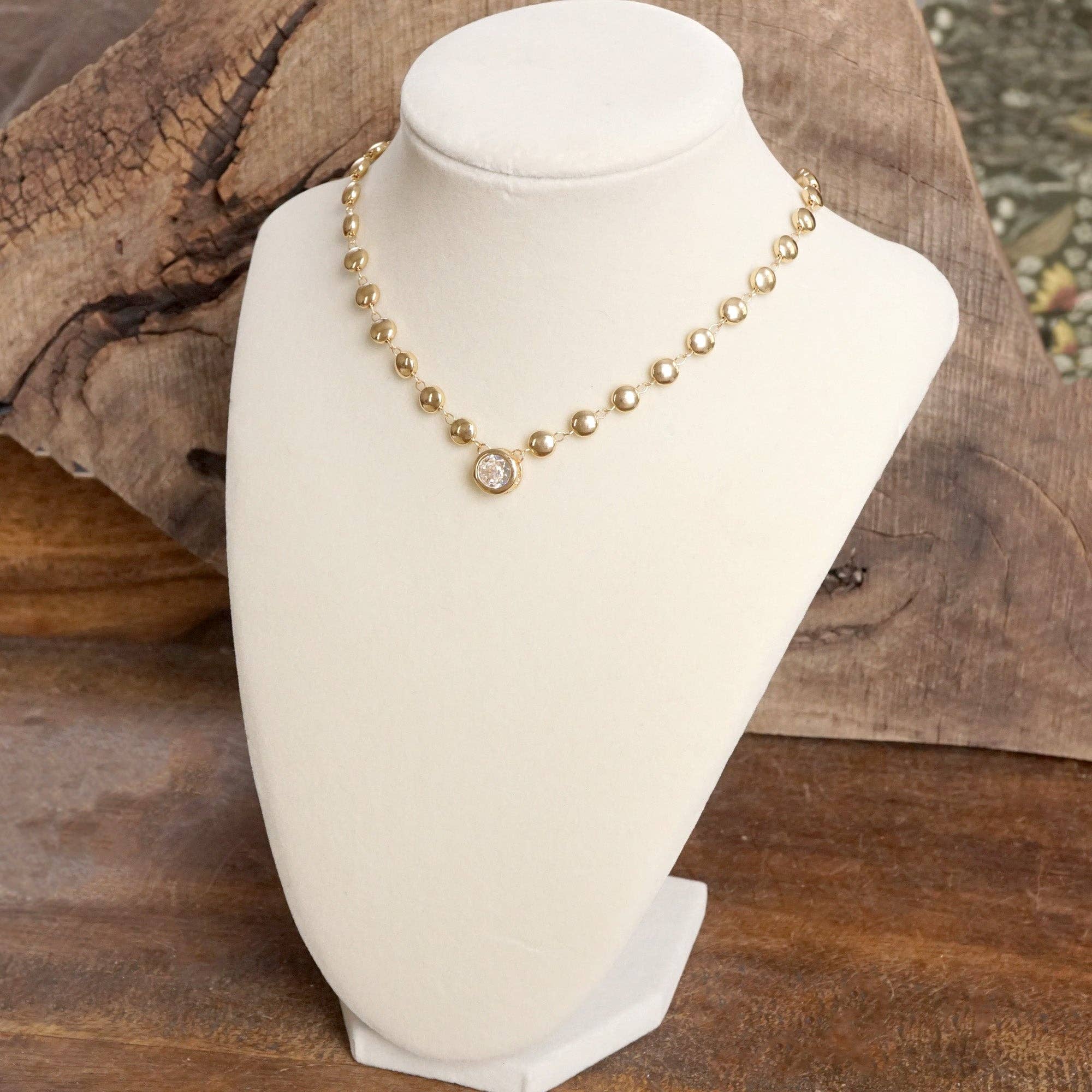 Crystal Pendant Necklace - Gold-250 Jewelry-PennyLine inc-The Lovely Closet, Women's Fashion Boutique in Alexandria, KY