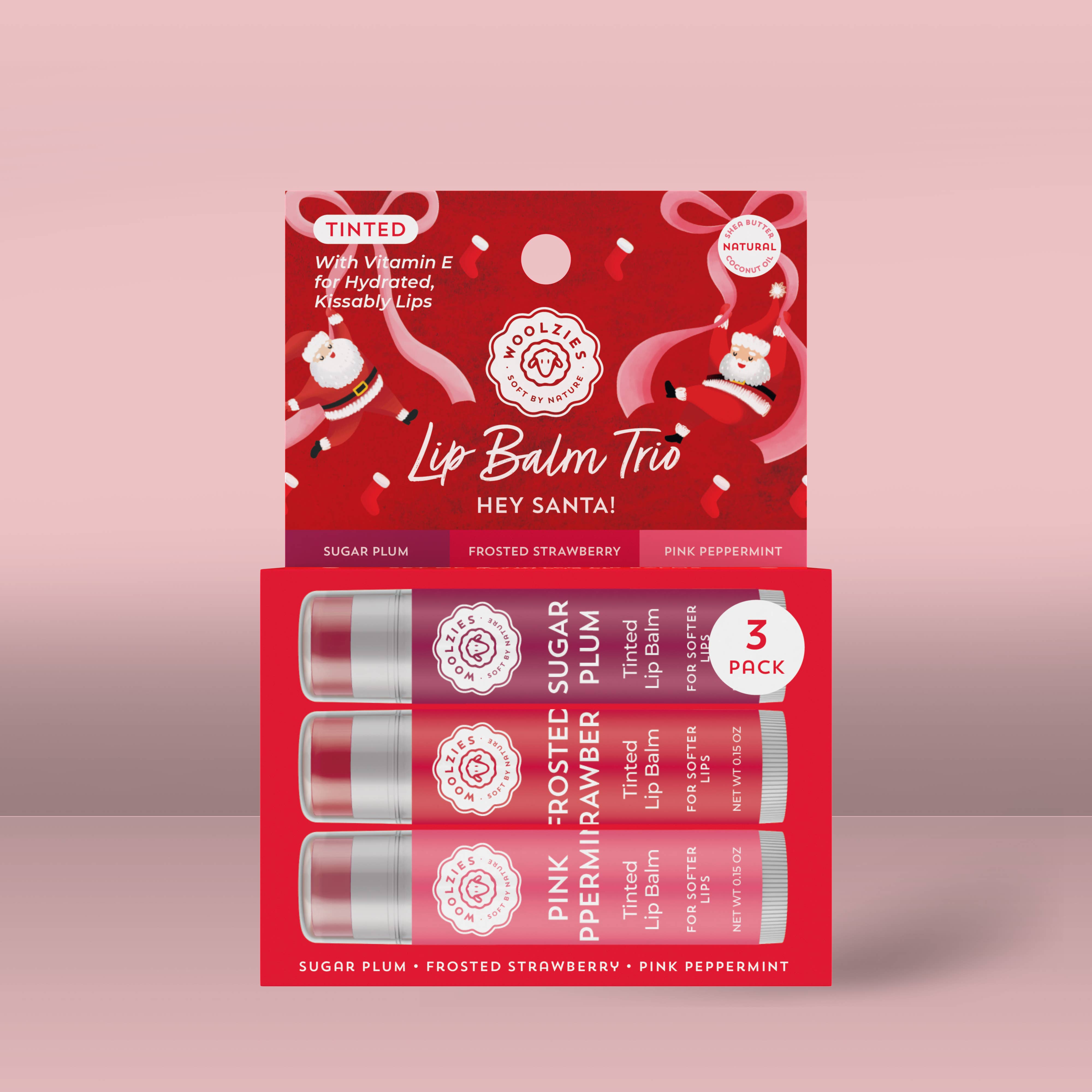 Tinted Shea Butter Lip Balm Trio – Hey Santa!-350 Holiday-Woolzies-The Lovely Closet, Women's Fashion Boutique in Alexandria, KY