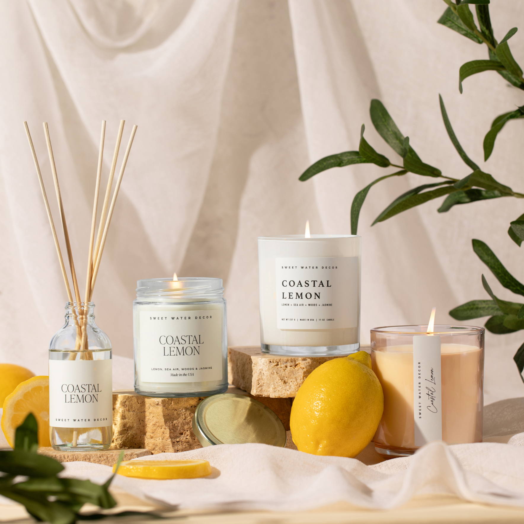 Coastal Lemon 11 oz Soy Candle-310 Gift-Sweet Water Decor-The Lovely Closet, Women's Fashion Boutique in Alexandria, KY