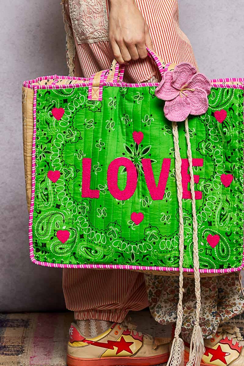 LOVE Bandana Quilted Tote Bag-280 Accessories-Pol Clothing-The Lovely Closet, Women's Fashion Boutique in Alexandria, KY