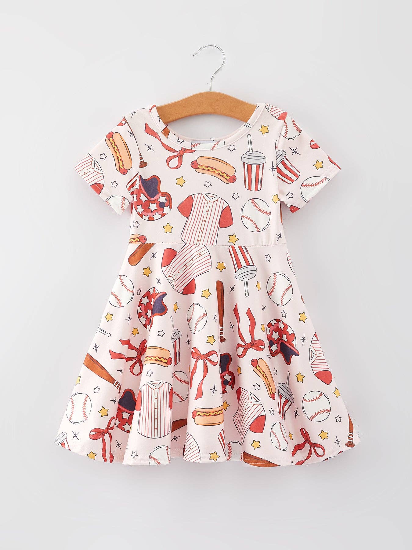 Baseball Print Girls Dress-360 Carolines Closet-Rylee Faith Designs-The Lovely Closet, Women's Fashion Boutique in Alexandria, KY