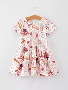 Baseball Print Girls Dress-360 Carolines Closet-Rylee Faith Designs-The Lovely Closet, Women's Fashion Boutique in Alexandria, KY