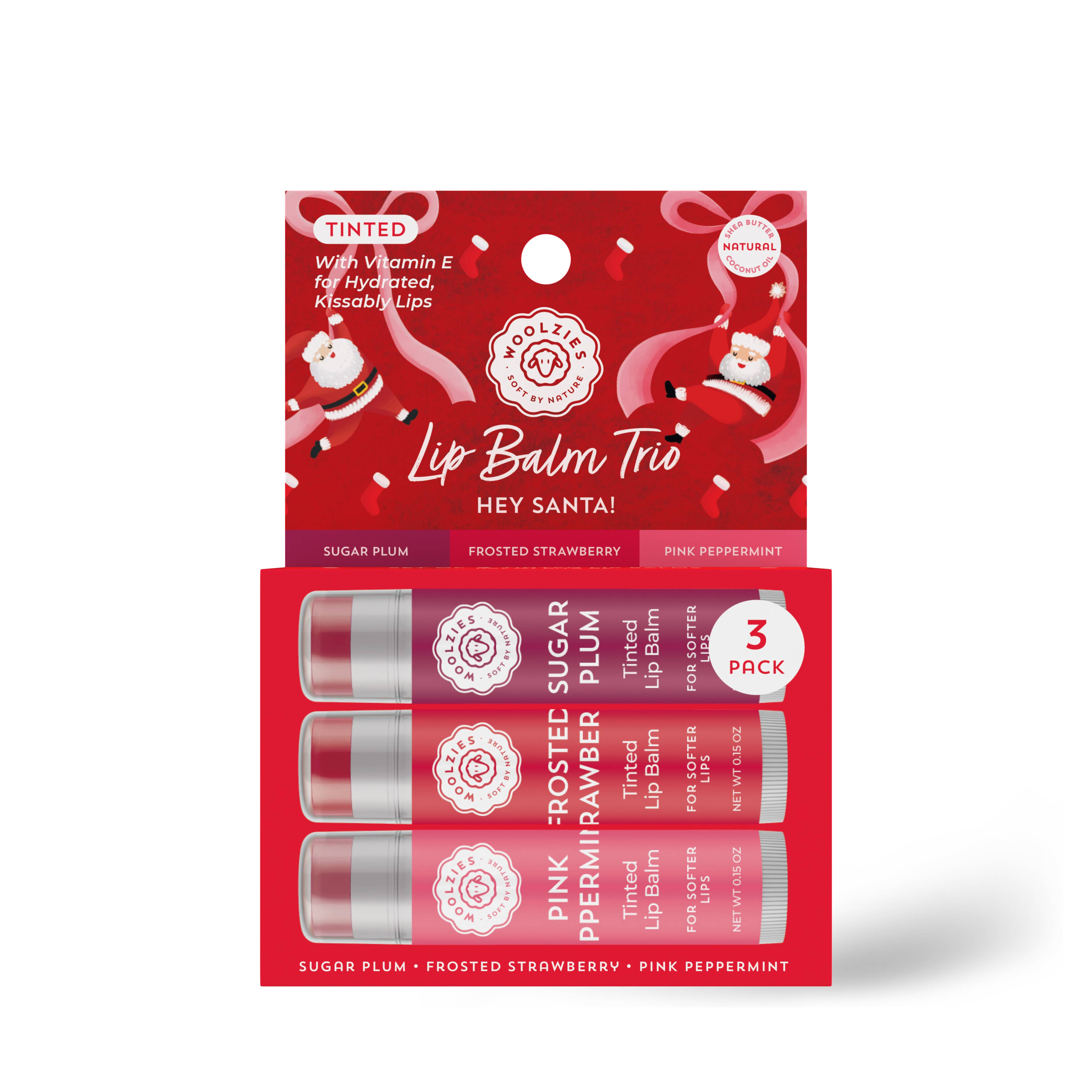 Tinted Shea Butter Lip Balm Trio – Hey Santa!-350 Holiday-Woolzies-The Lovely Closet, Women's Fashion Boutique in Alexandria, KY