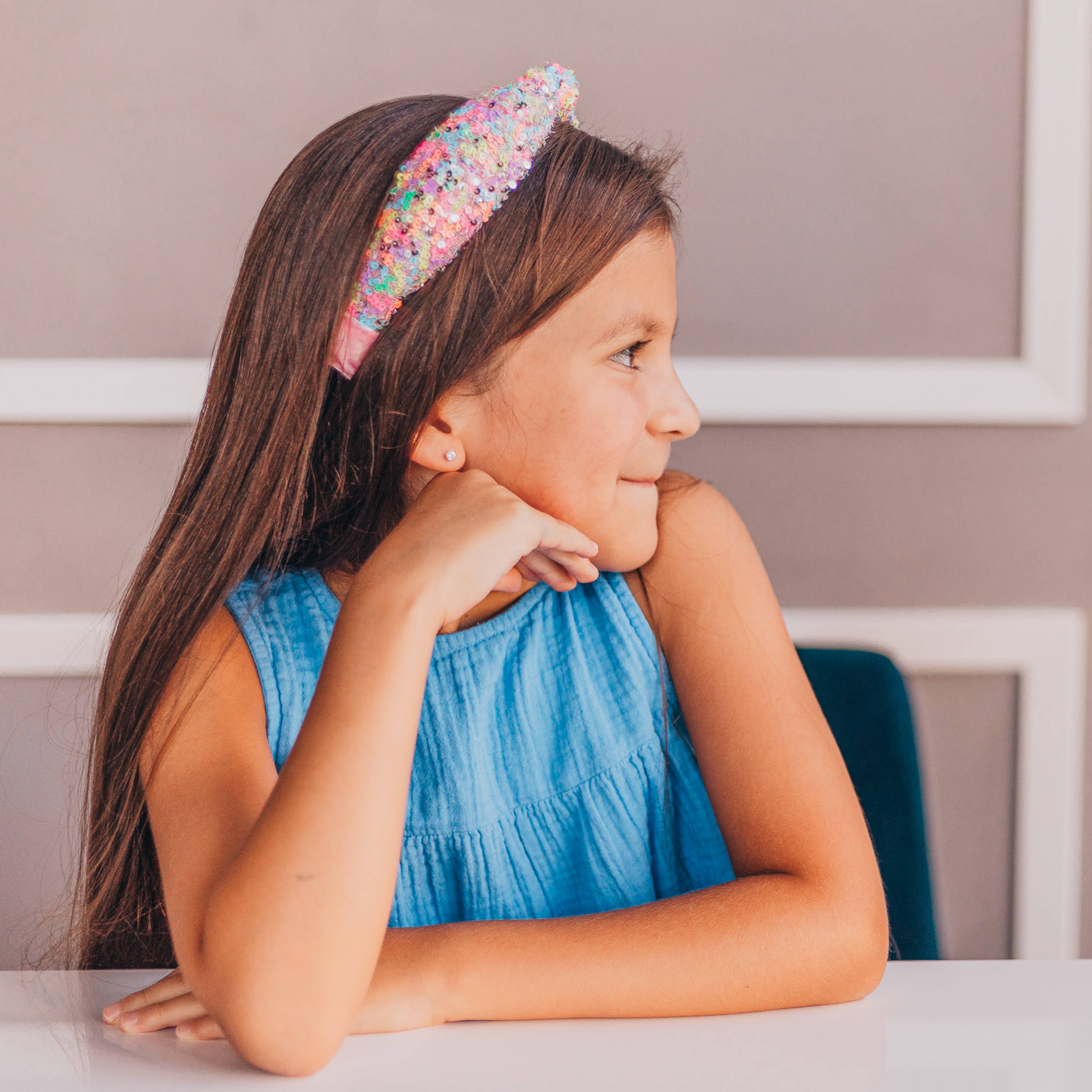 Sequin Knotted Grils Hair Band - White-360 Carolines Closet-Frog Sac-The Lovely Closet, Women's Fashion Boutique in Alexandria, KY