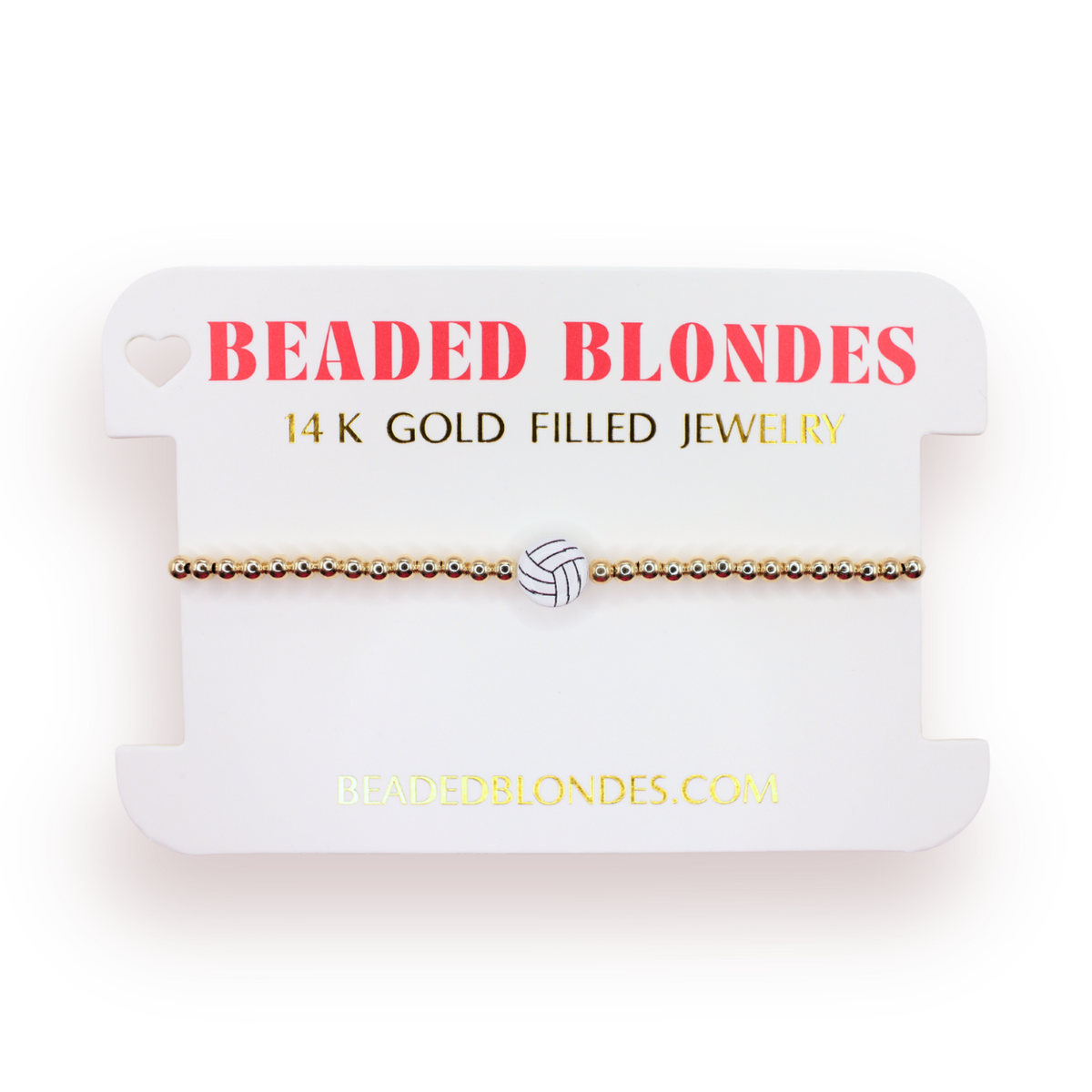 Volleyball Bracelet on Gold: Gold / Extended 7.25 inch-bracelet-Beaded Blondes-The Lovely Closet, Women's Fashion Boutique in Alexandria, KY