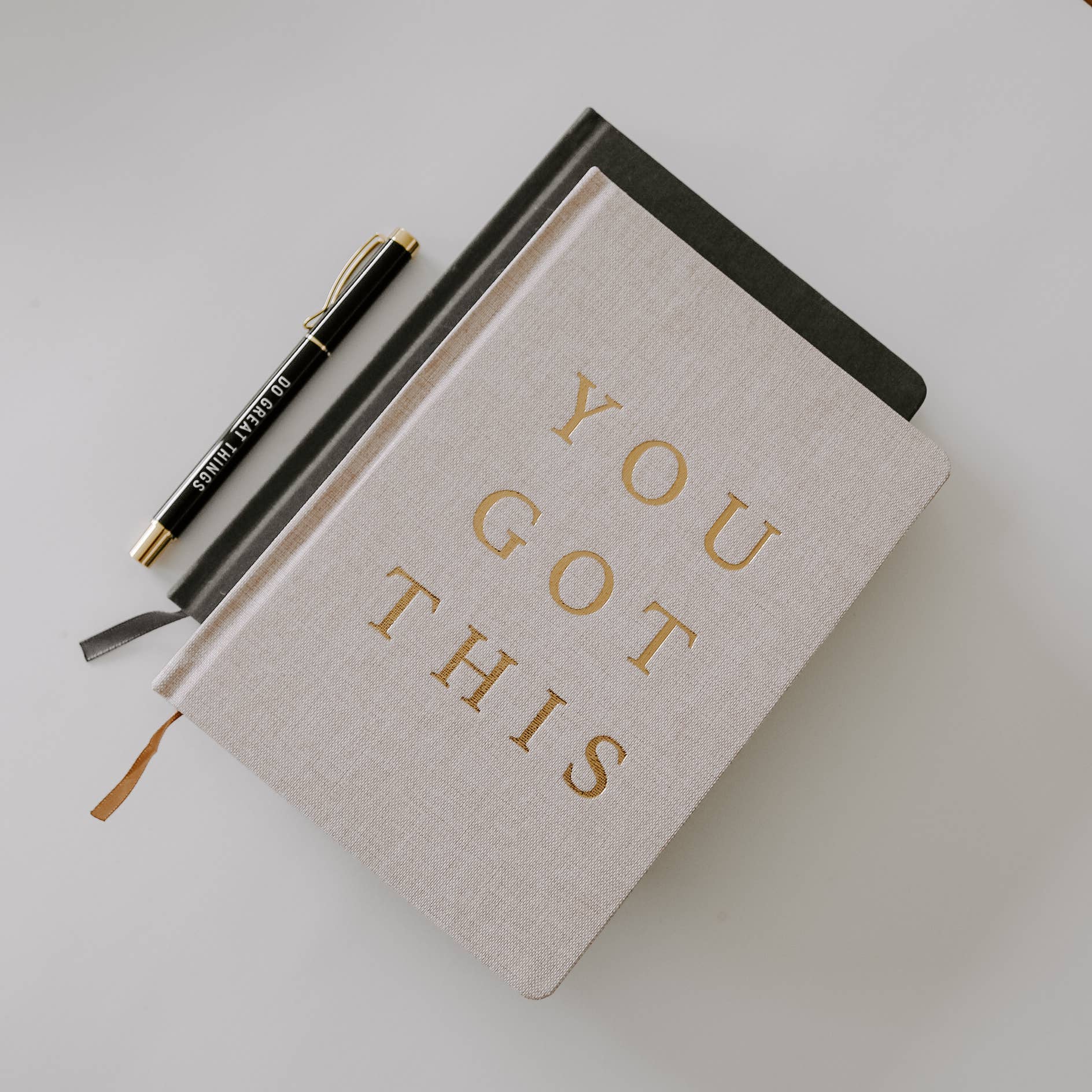 You Got This - Tan and Gold Foil Fabric Journal-310 Gift-Sweet Water Decor-The Lovely Closet, Women's Fashion Boutique in Alexandria, KY