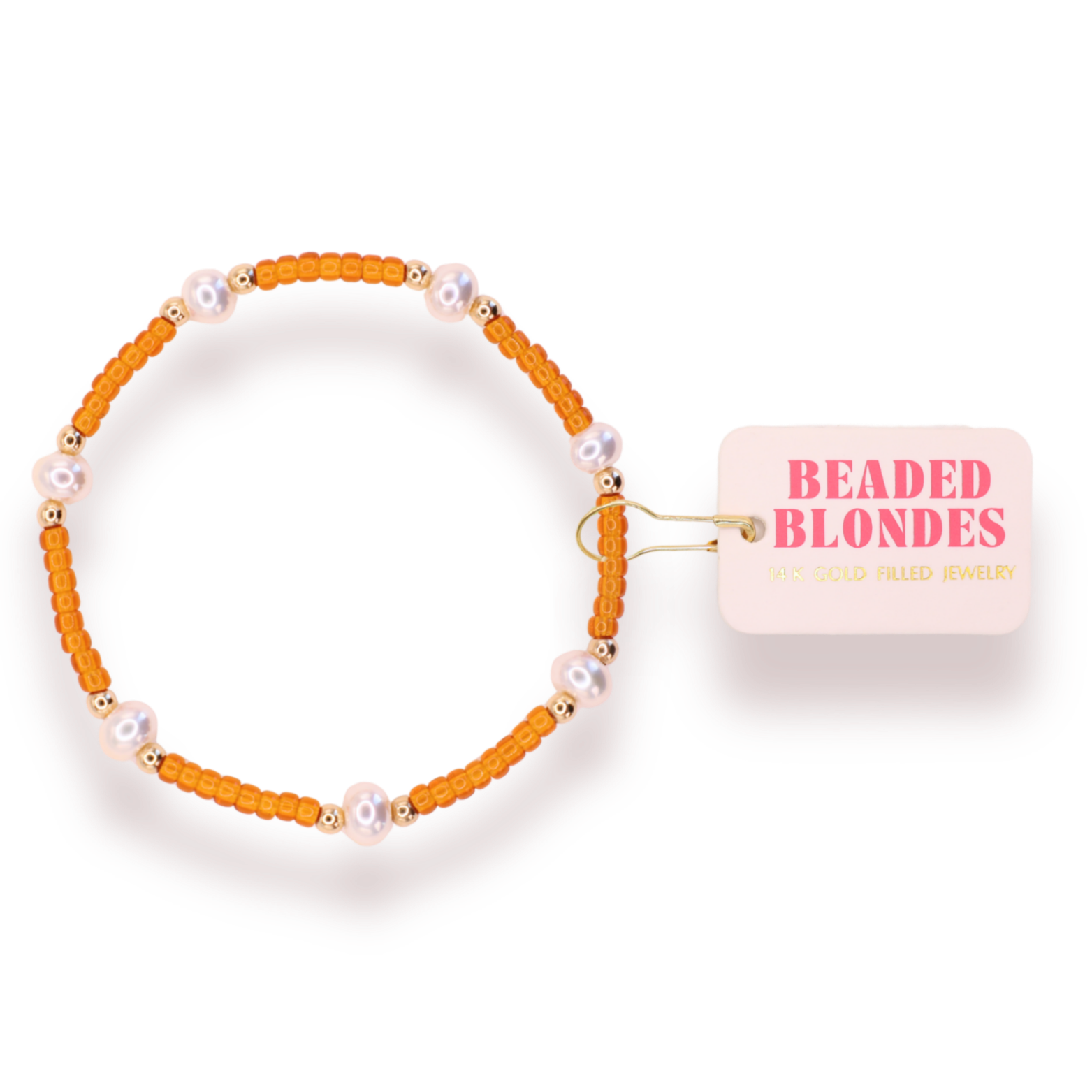 Burnt Orange Pearl: Std 6.75-bracelet-Beaded Blondes-The Lovely Closet, Women's Fashion Boutique in Alexandria, KY