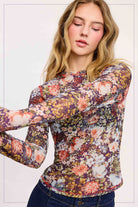 Sheer Long Sleeve Mesh Layering Top - Hazelnut-110 Long Sleeve Top-La Miel-The Lovely Closet, Women's Fashion Boutique in Alexandria, KY