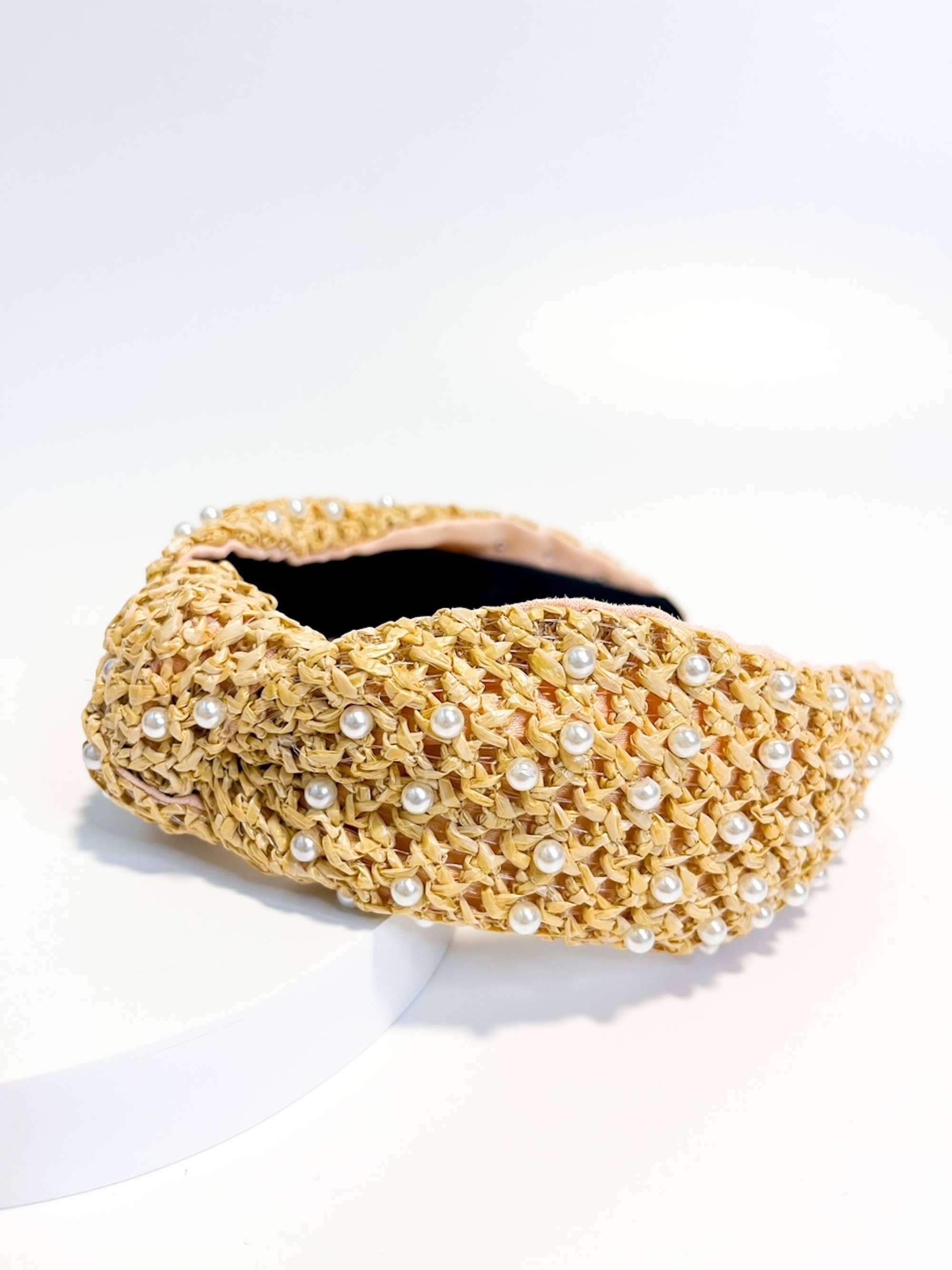 Luxury Winter Holiday Headband - Raffia with Pearls-280 Accessories-Brittyland-The Lovely Closet, Women's Fashion Boutique in Alexandria, KY