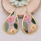 Floral Vines Embroidered Gold Teardrop Earrings-280 Accessories-ZAD-The Lovely Closet, Women's Fashion Boutique in Alexandria, KY