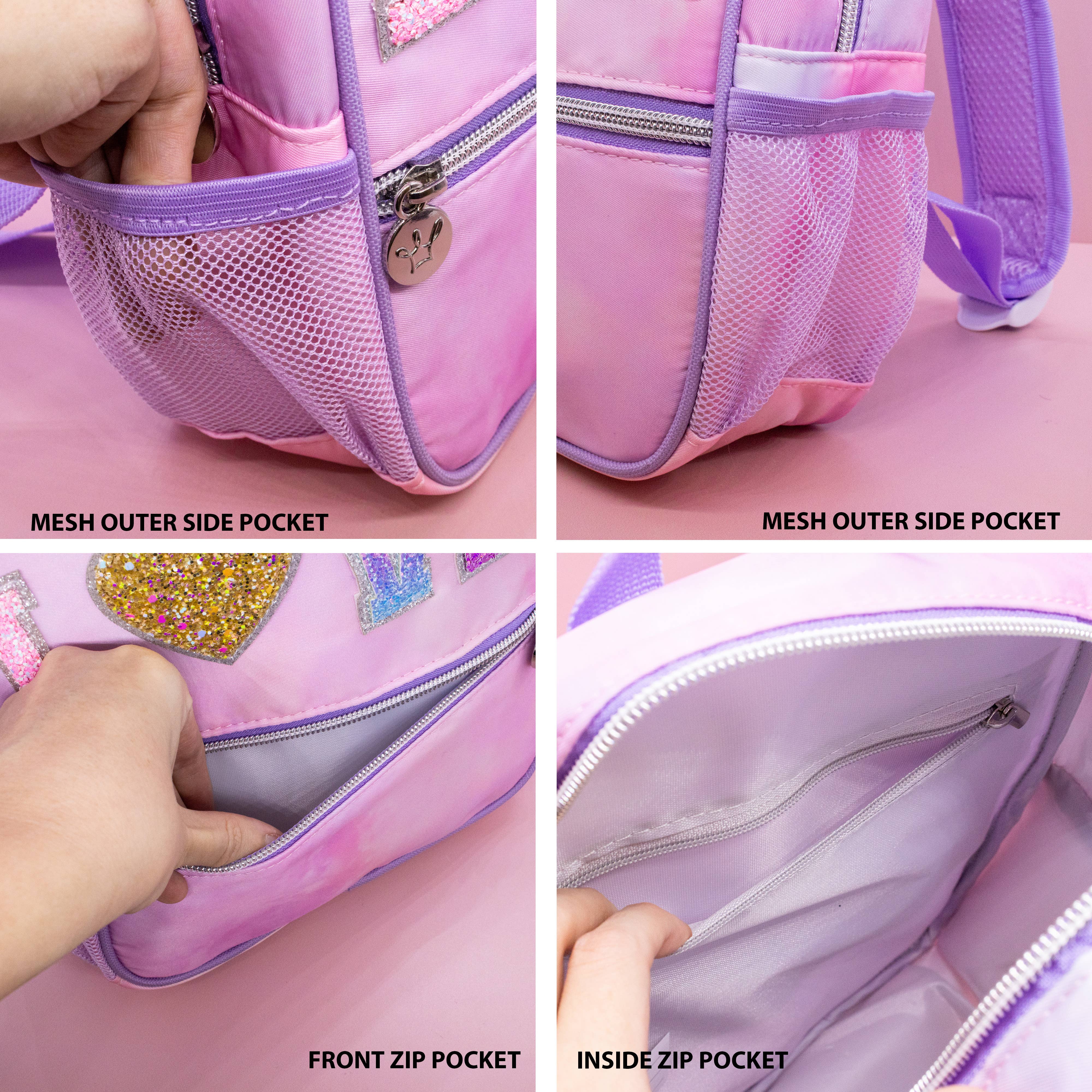 Girls Tie Dye Backpack with Glitter Varsity Letters-360 Carolines Closet-Frog Sac-The Lovely Closet, Women's Fashion Boutique in Alexandria, KY