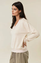 FINAL SALE Oversized Vertical Stripe Two-Tone Ribbed Top - Olive-110 Long Sleeve Top-Doe and Rae-The Lovely Closet, Women's Fashion Boutique in Alexandria, KY