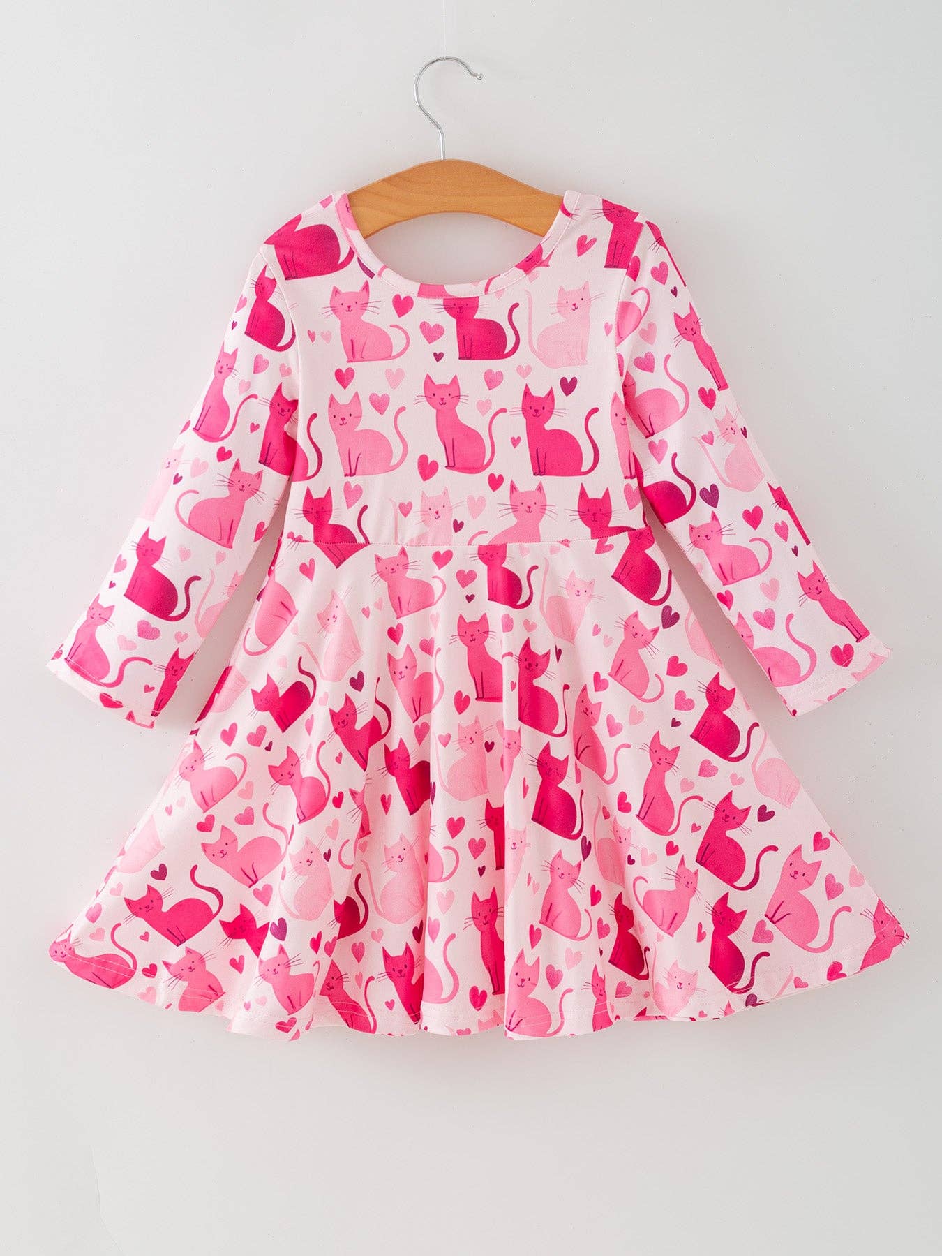 Valentine Toddler Girls Pink Cat Dress-360 Carolines Closet-Rylee Faith Designs-The Lovely Closet, Women's Fashion Boutique in Alexandria, KY
