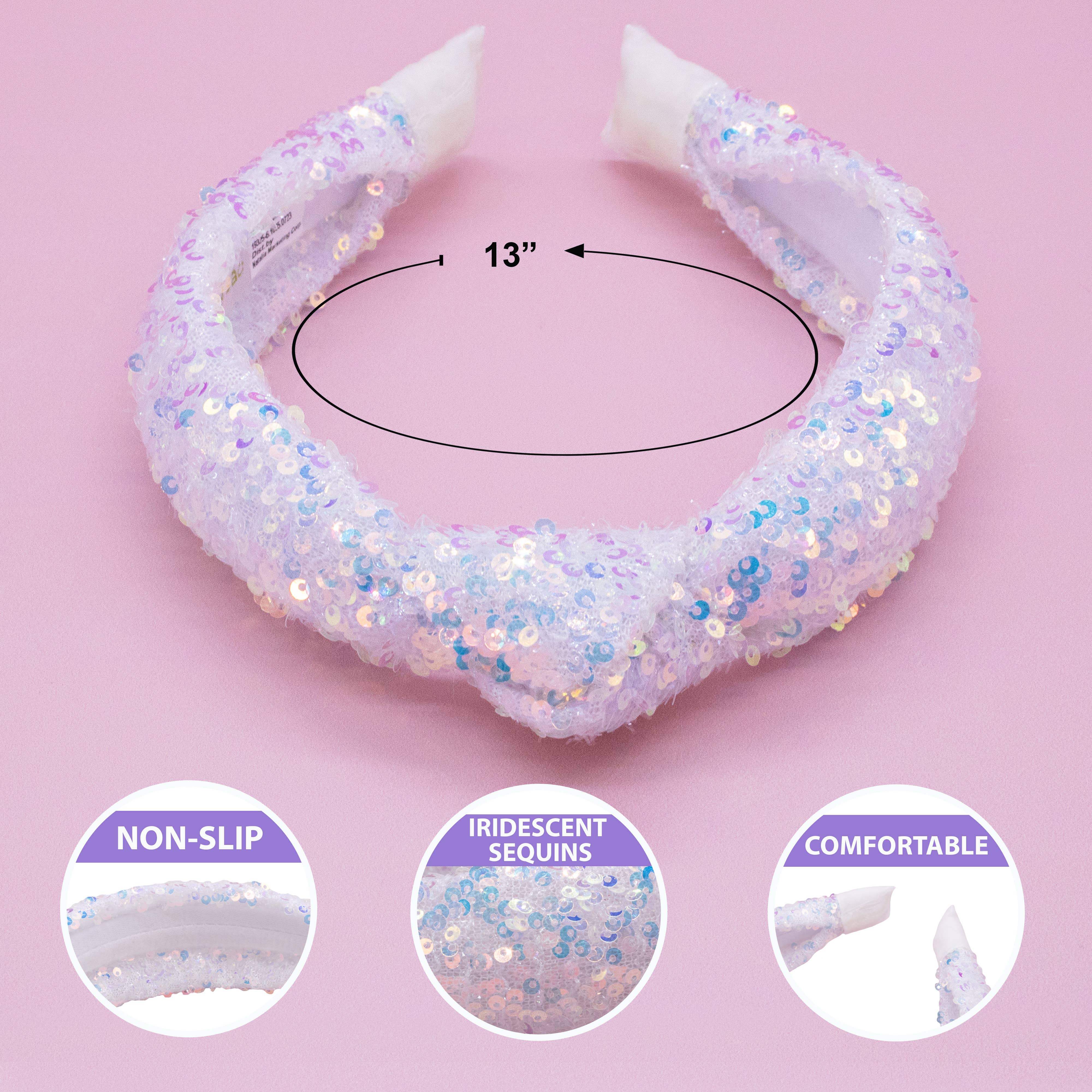 Sequin Knotted Grils Hair Band - White-360 Carolines Closet-Frog Sac-The Lovely Closet, Women's Fashion Boutique in Alexandria, KY