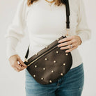 Chic Gold Studded Westlyn Bum Bag: Chocolate-290 Bag/Handbags-Pretty Simple-The Lovely Closet, Women's Fashion Boutique in Alexandria, KY