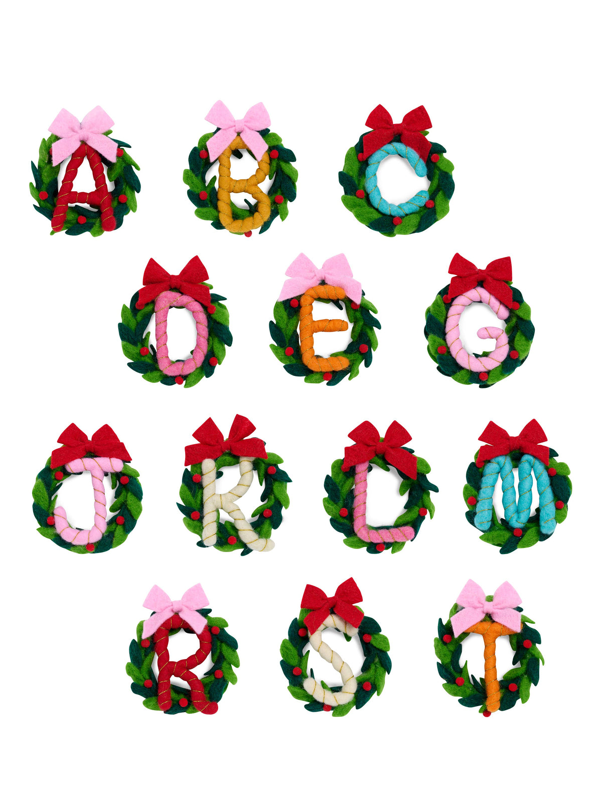 Initial Wreath Ornaments-350 Holiday-Shiraleah-The Lovely Closet, Women's Fashion Boutique in Alexandria, KY