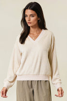 FINAL SALE Oversized Vertical Stripe Two-Tone Ribbed Top - Olive-110 Long Sleeve Top-Doe and Rae-The Lovely Closet, Women's Fashion Boutique in Alexandria, KY