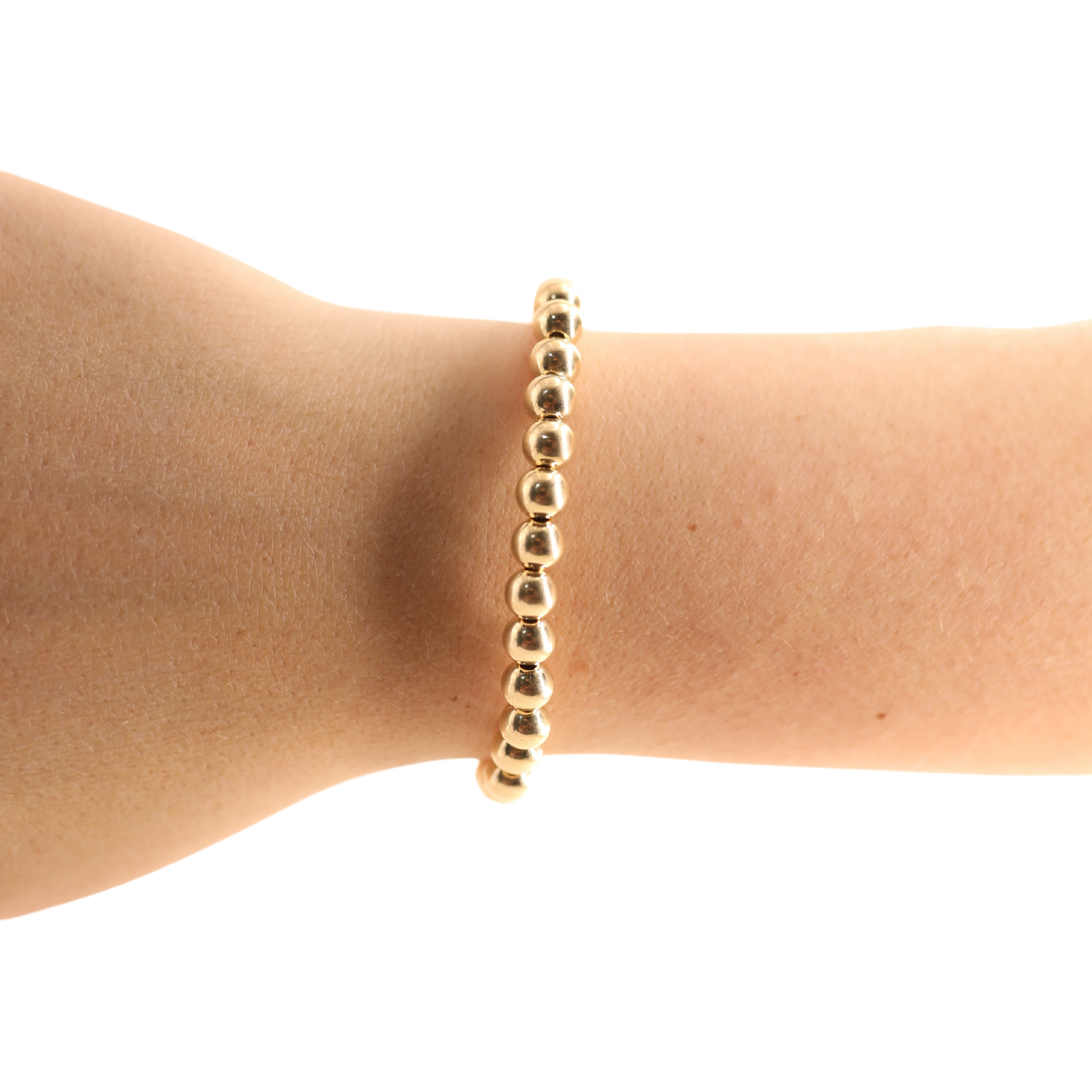 6MM Gold Beaded Bracelet: Standard 6.75 inch-bracelet-Beaded Blondes-The Lovely Closet, Women's Fashion Boutique in Alexandria, KY