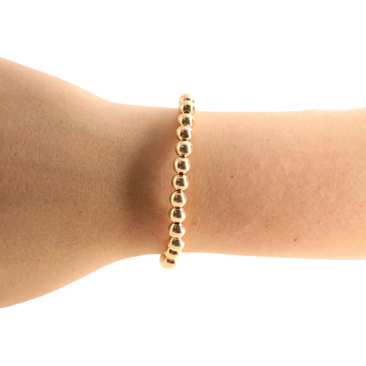 6MM Gold Beaded Bracelet: Standard 6.75 inch-bracelet-Beaded Blondes-The Lovely Closet, Women's Fashion Boutique in Alexandria, KY
