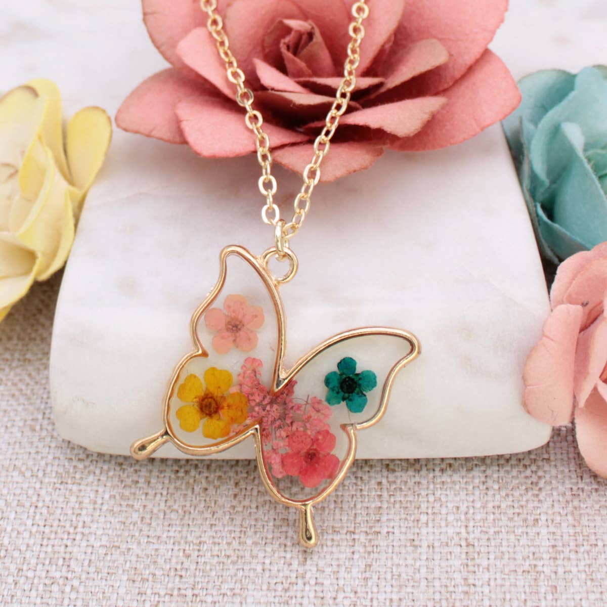 Butterfly Bouquet Dried Flower Necklace-280 Accessories-ZAD-The Lovely Closet, Women's Fashion Boutique in Alexandria, KY