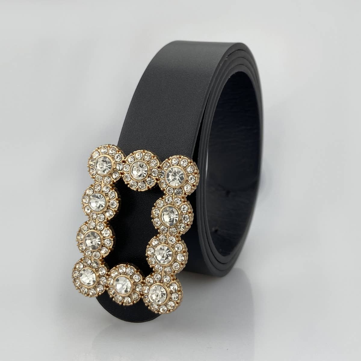 Rhinestone Diamond Buckle Belt - Black-280 Accessories-ACCITY-The Lovely Closet, Women's Fashion Boutique in Alexandria, KY