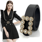 Rhinestone Diamond Buckle Belt - Black-280 Accessories-ACCITY-The Lovely Closet, Women's Fashion Boutique in Alexandria, KY