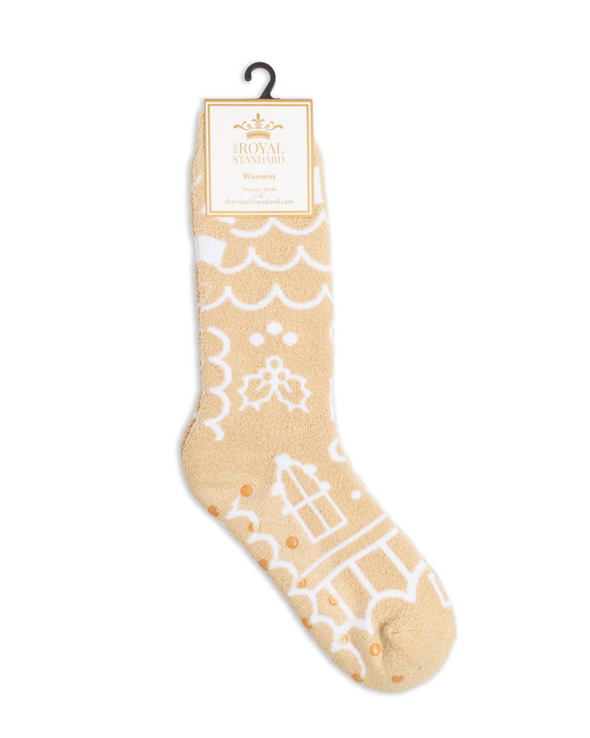 Gingerbread House Snuggle Socks Tan/White One Size-Socks-The Royal Standard-The Lovely Closet, Women's Fashion Boutique in Alexandria, KY