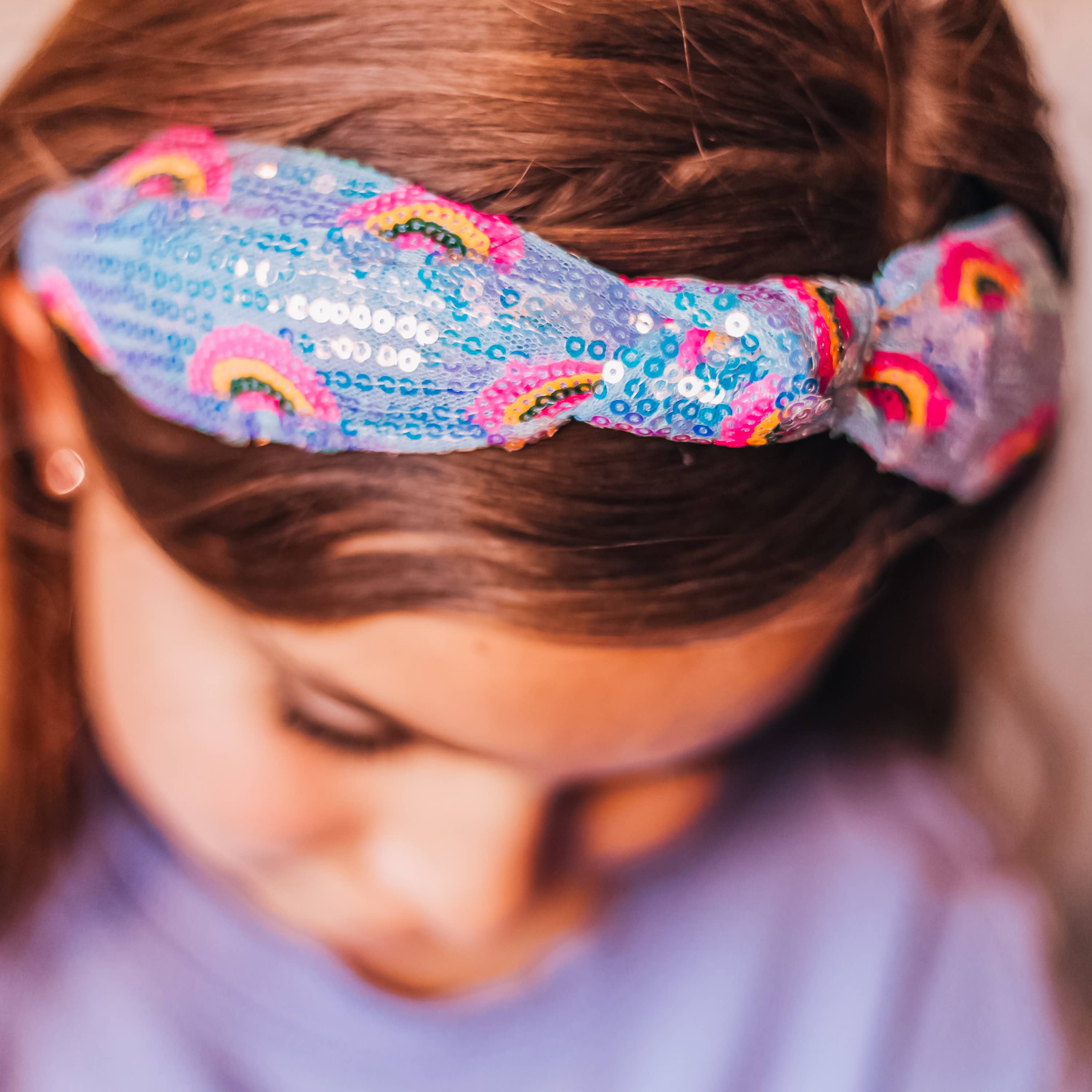 Kids Sequin Knot Headband - Rainbow: Pink-360 Carolines Closet-Frog Sac-The Lovely Closet, Women's Fashion Boutique in Alexandria, KY