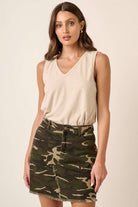 T10013-RIB KNIT V-NECK TANK TOP - Oatmeal-120 Sleeveless Tops-mittoshop-The Lovely Closet, Women's Fashion Boutique in Alexandria, KY