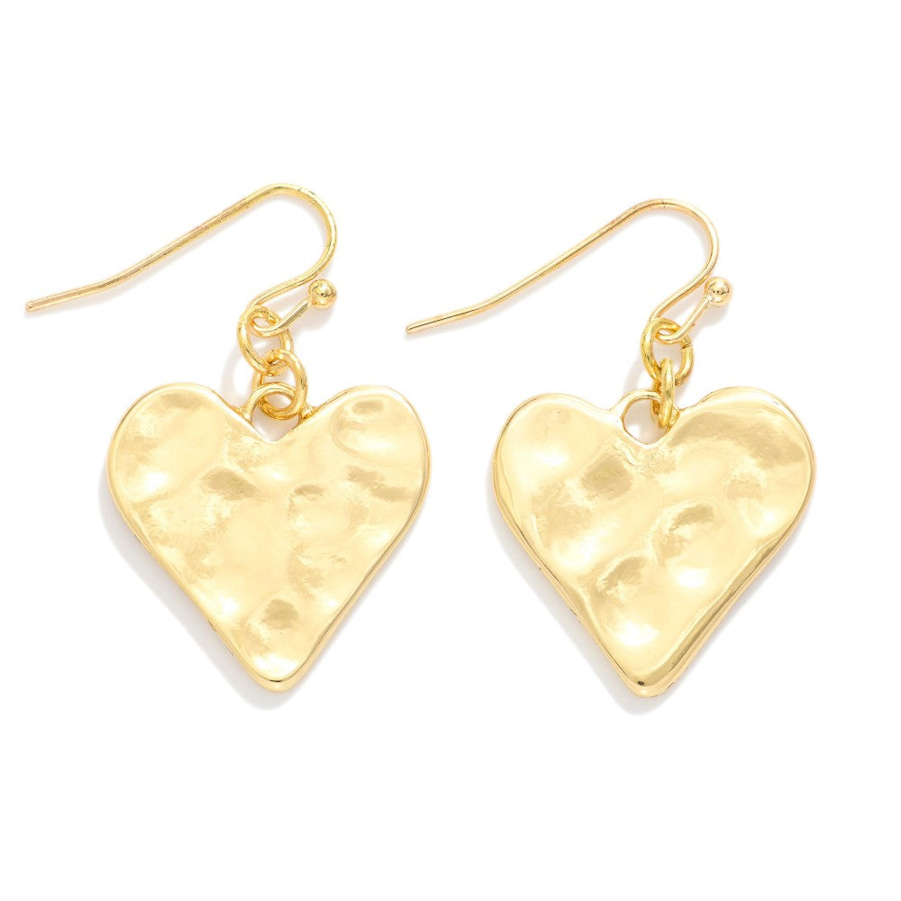 Hammered Metal Heart Earrings - Gold-250 Jewelry-judson-The Lovely Closet, Women's Fashion Boutique in Alexandria, KY