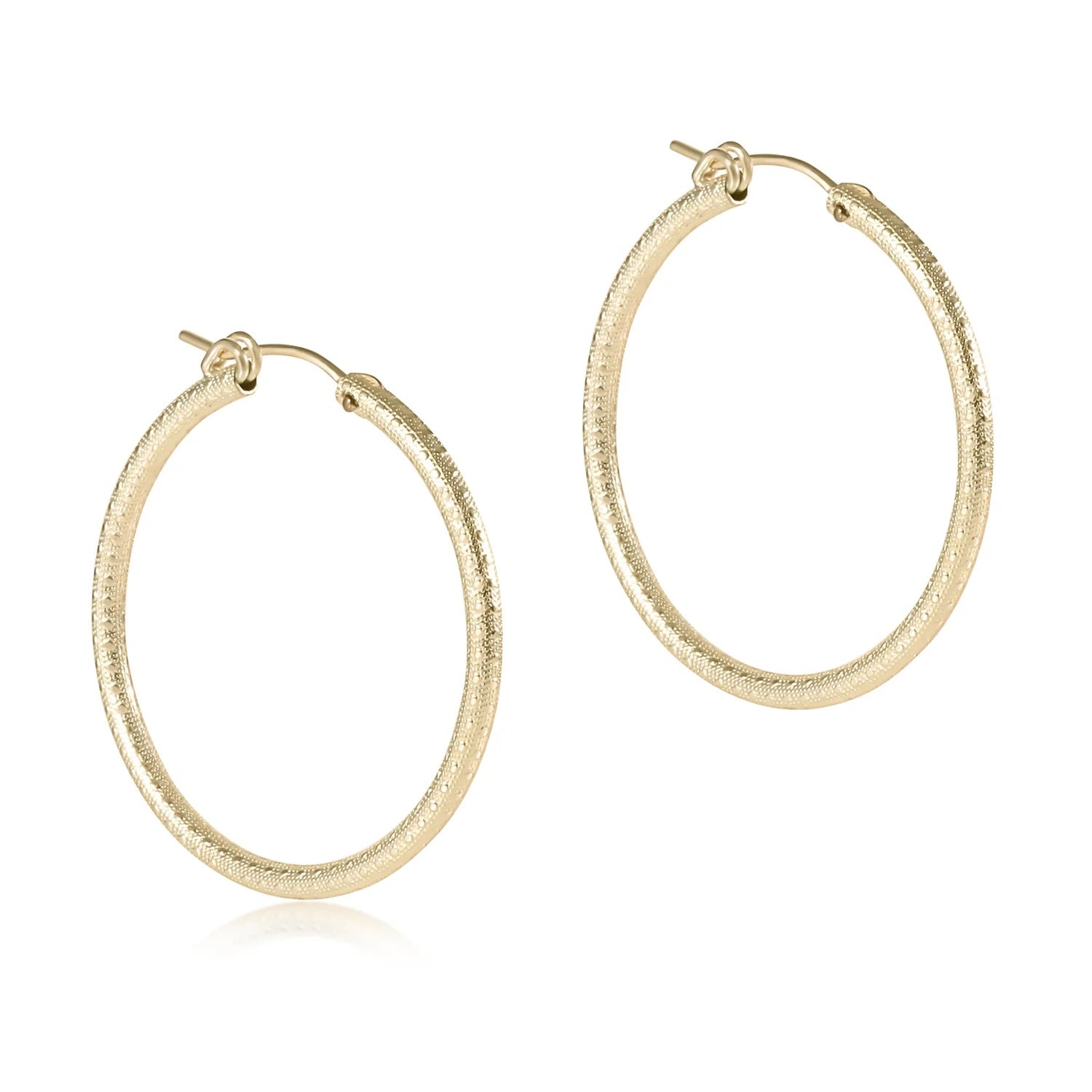 Round Gold 0.5" Hoop - Textured-260 eNewton-eNewton-The Lovely Closet, Women's Fashion Boutique in Alexandria, KY