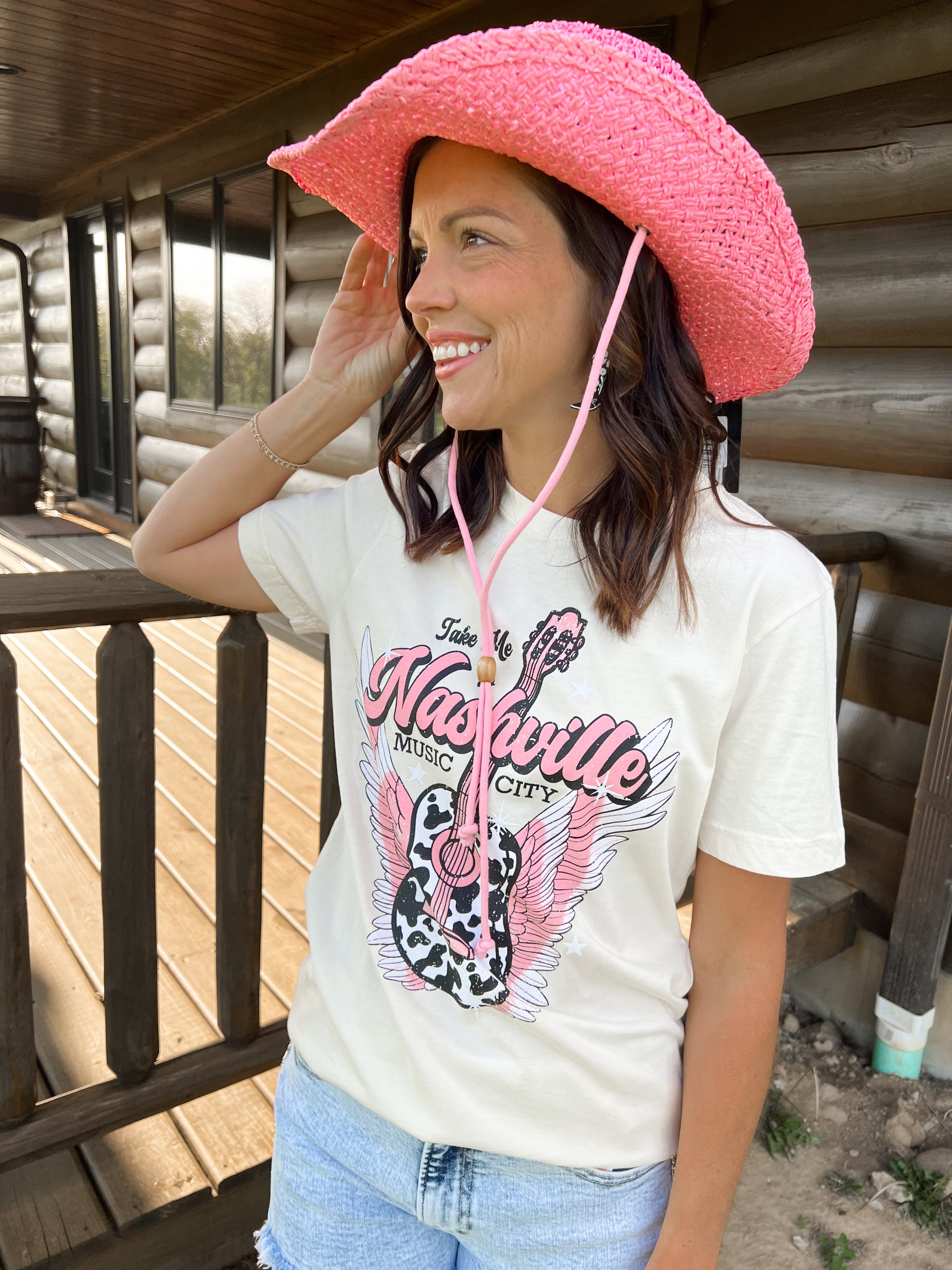 Nashville- Mineral Wash Graphic T-shirt Dress or Tee - Pink