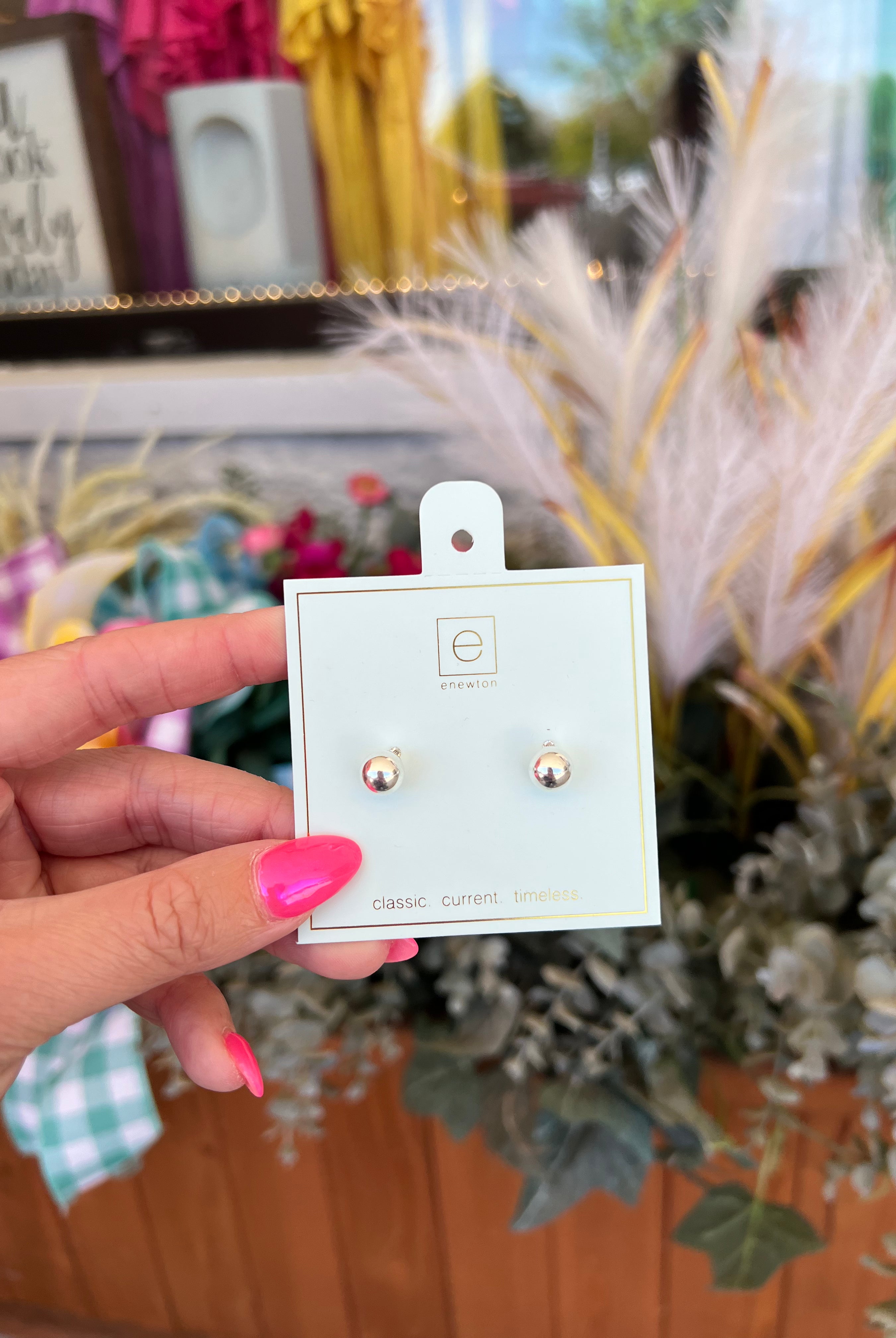 Classic 8mm Silver Ball Stud-Earrings-eNewton-The Lovely Closet, Women's Fashion Boutique in Alexandria, KY