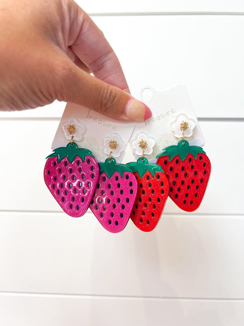 FINAL SALE Strawberry Blooms Earrings
