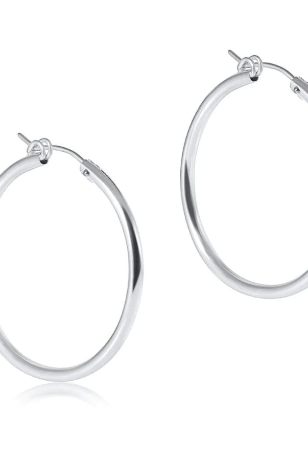 1.25’ Round Silver Hoop-Earrings-eNewton-The Lovely Closet, Women's Fashion Boutique in Alexandria, KY