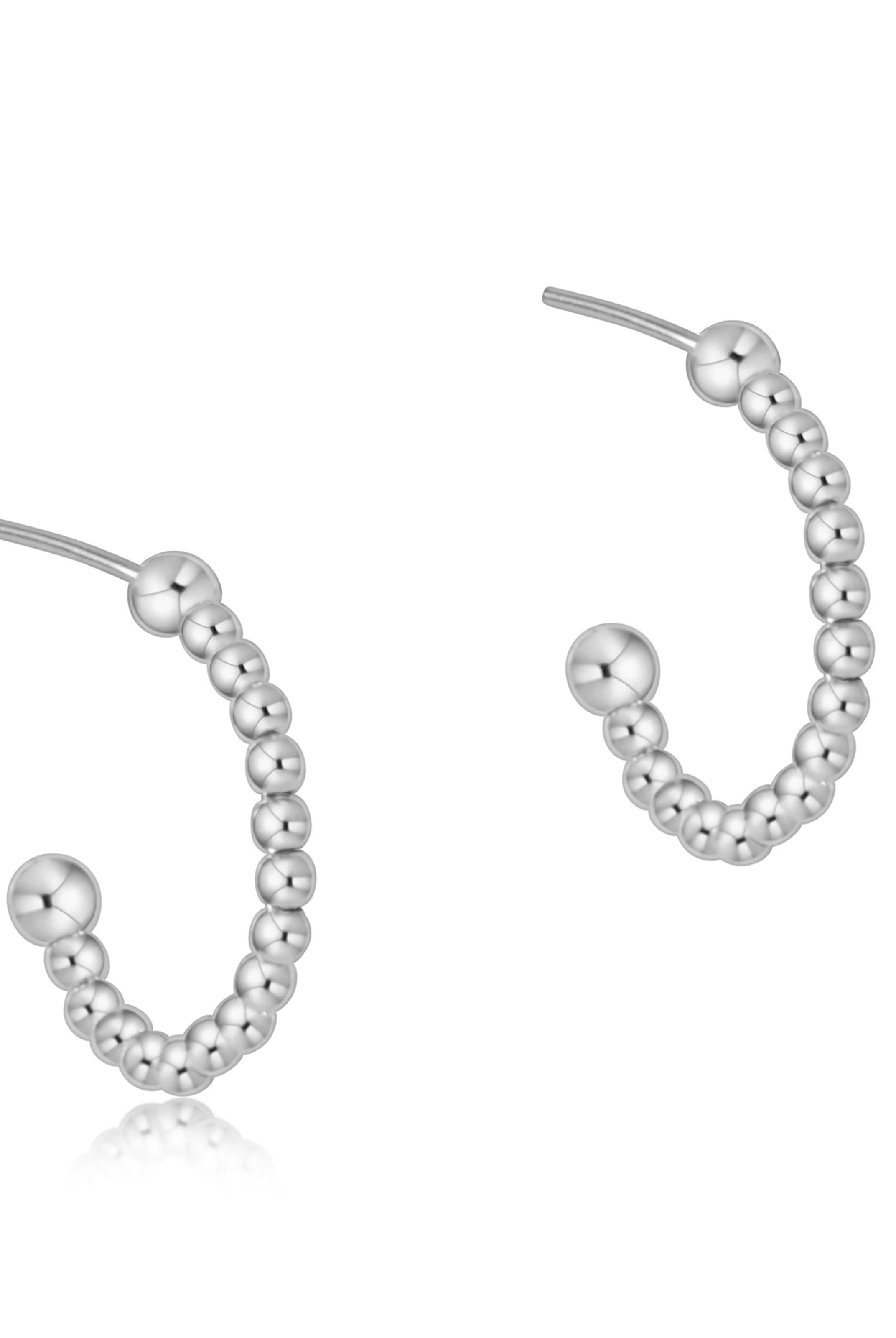 1” Silver Beaded 2mm Post Hoop-Earrings-eNewton-The Lovely Closet, Women's Fashion Boutique in Alexandria, KY