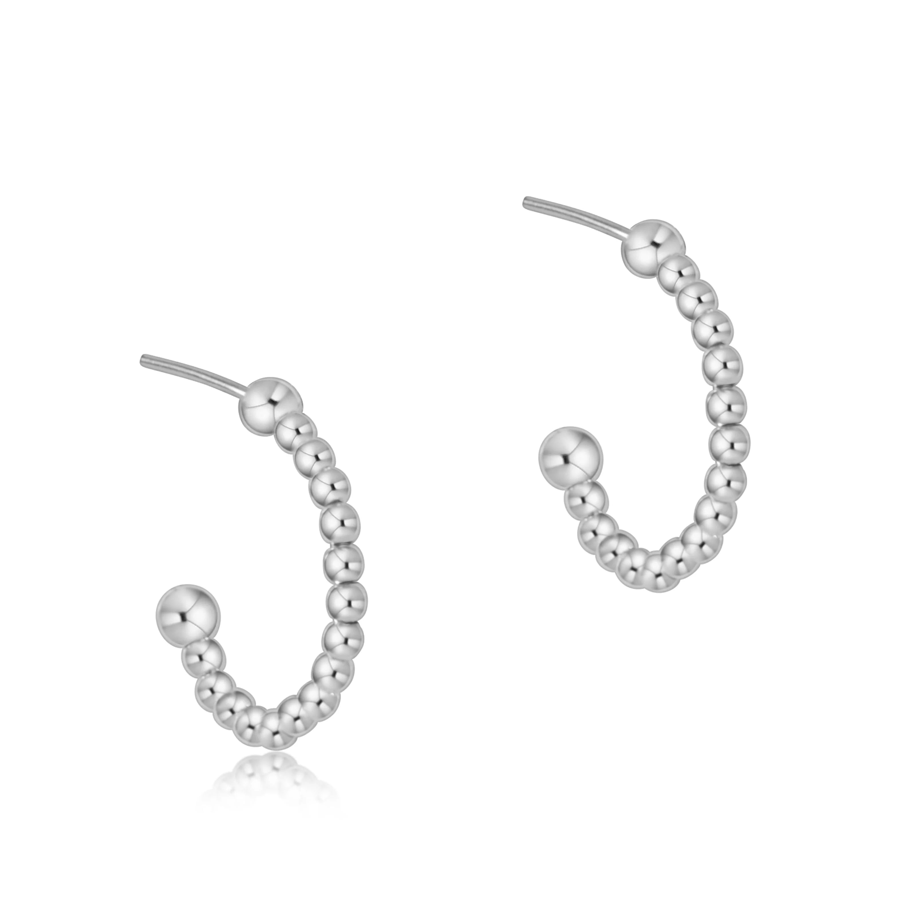 1” Silver Beaded 2mm Post Hoop-Earrings-eNewton-The Lovely Closet, Women's Fashion Boutique in Alexandria, KY