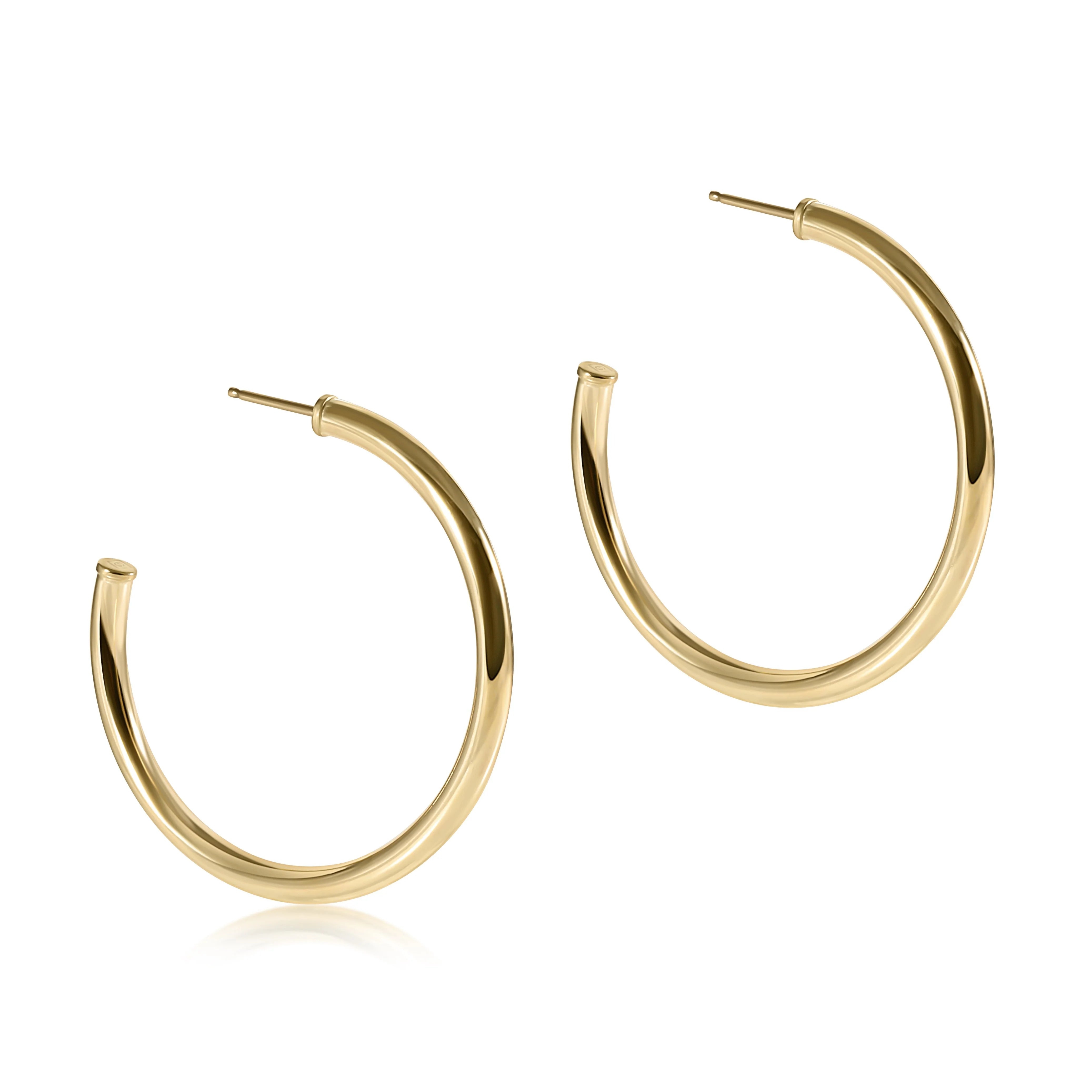 1.5” 3mm Gold Post Hoop-Earrings-eNewton-The Lovely Closet, Women's Fashion Boutique in Alexandria, KY