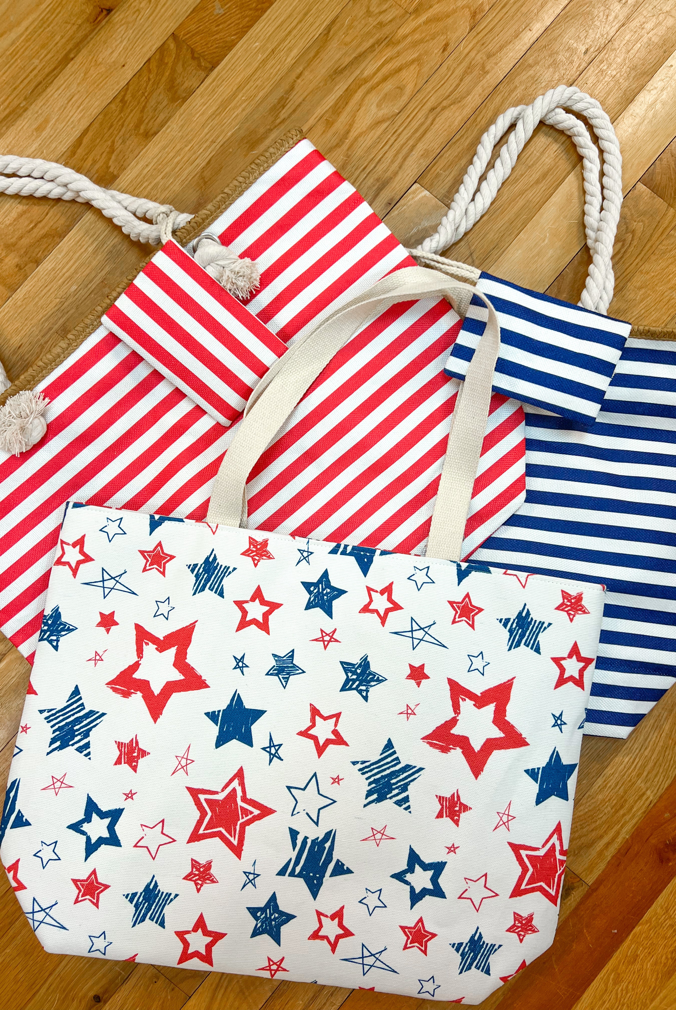 FINAL SALE Stars and Stripes Totes-Tote Bags-The Lovely Closet-The Lovely Closet, Women's Fashion Boutique in Alexandria, KY