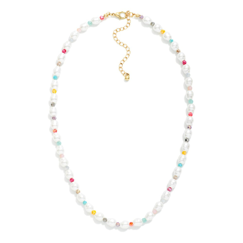 Pearl & Faceted Multi Color Bead Necklace-280 Accessories-judson-The Lovely Closet, Women's Fashion Boutique in Alexandria, KY
