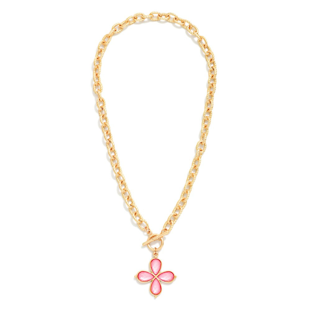 Chain Link Toggle Clasp Necklace - Pink-280 Accessories-judson-The Lovely Closet, Women's Fashion Boutique in Alexandria, KY