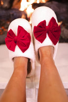 Cozy Bow Slippers - Red-350 Holiday-Jess Lea-The Lovely Closet, Women's Fashion Boutique in Alexandria, KY